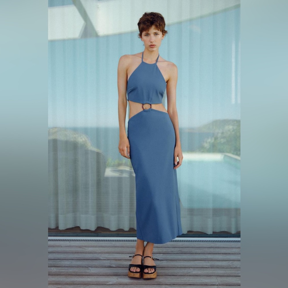 NWT ZARA CUT OUT HALTER DRESS SIZE LARGE